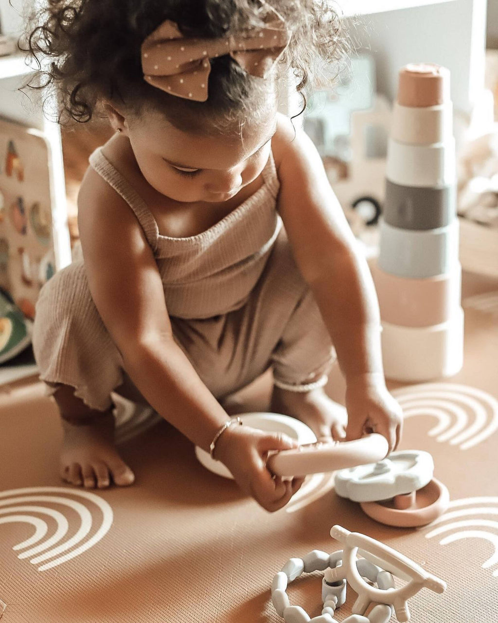 Silicone Stacking Ring Sensory Play Tower